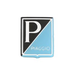 Emblem PIAGGIO 37x47mm Aluminium, zum Kleben, hellblau