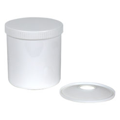 Fettdose Motorex LEER WEISS mit DECKEL und  Fettfolgeplatte ca. 850 g / 1 L