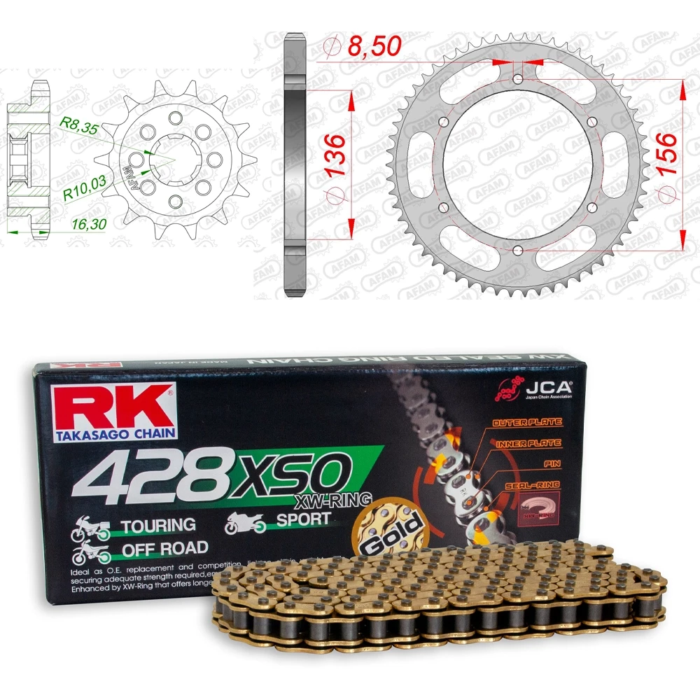 Kettenkit AFAM-RK 14 x 57 Stahl, GB 428 XSO, XW-Ring, Fantic XMF 125