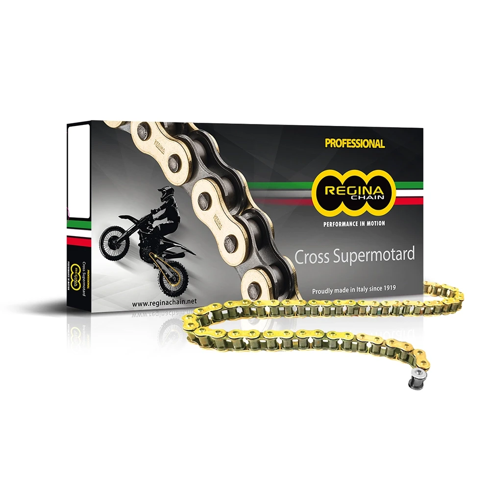 Kette 428 Regina 428 / 126 RX3 146L, Motocross-Racing, ohne O-Ring, gold-schwarz