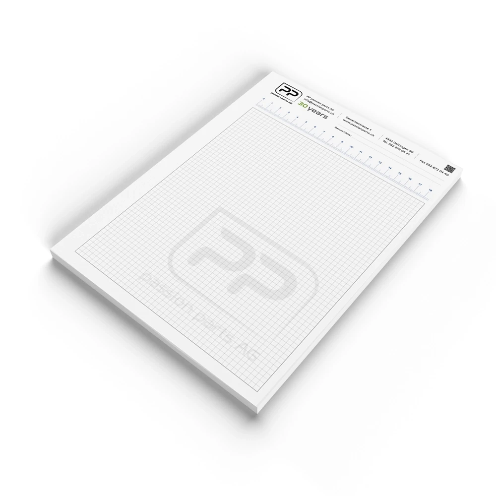 Schreibblock A4 50 Blatt 90g/m2 Leimung am Kopf PP passion parts AG
