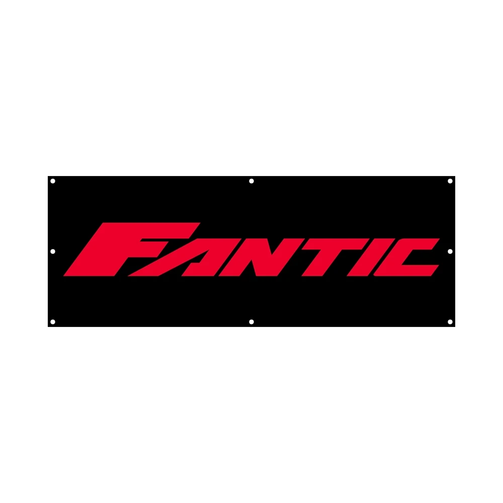 Bannerwerbung 270x100cm schwarz mit Fantic Logo auf Plane mit Ösen