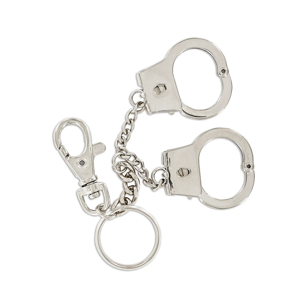 Schlüsselanhänger Handschellen Metall chrom schliessbar