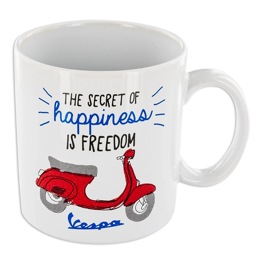 Tasse Piaggio Vespa the secret of happiness is freedom weiss