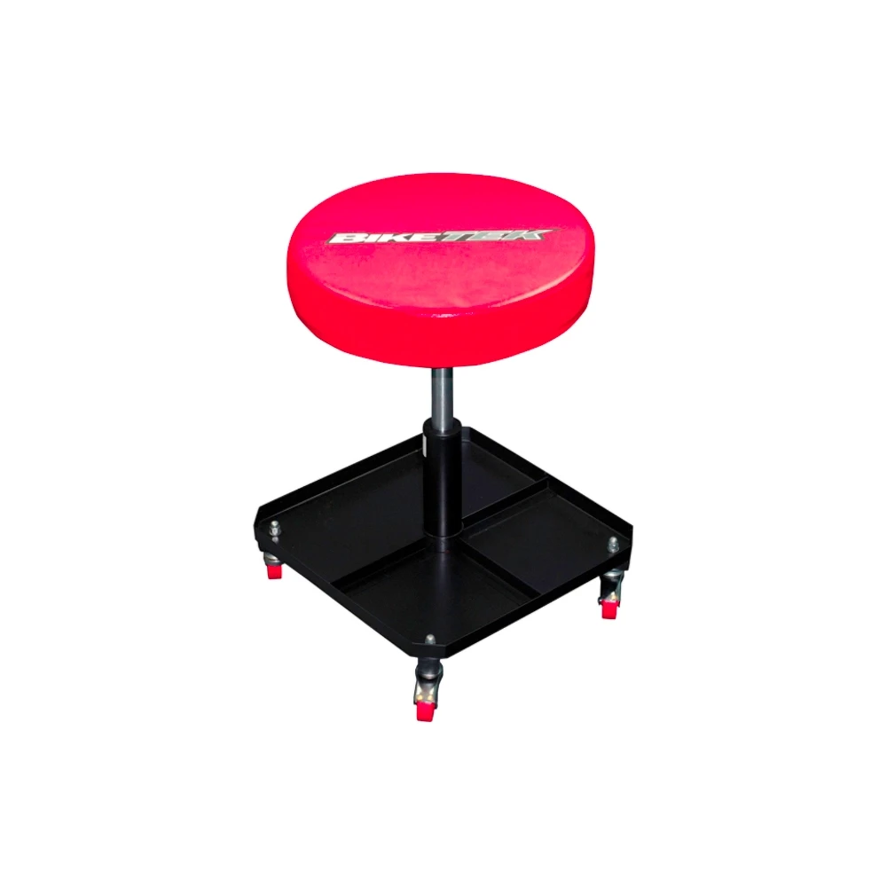 Werkzeughocker BIKETEK PNEUMATIC schwarz/rot Rollen 360° drehbar