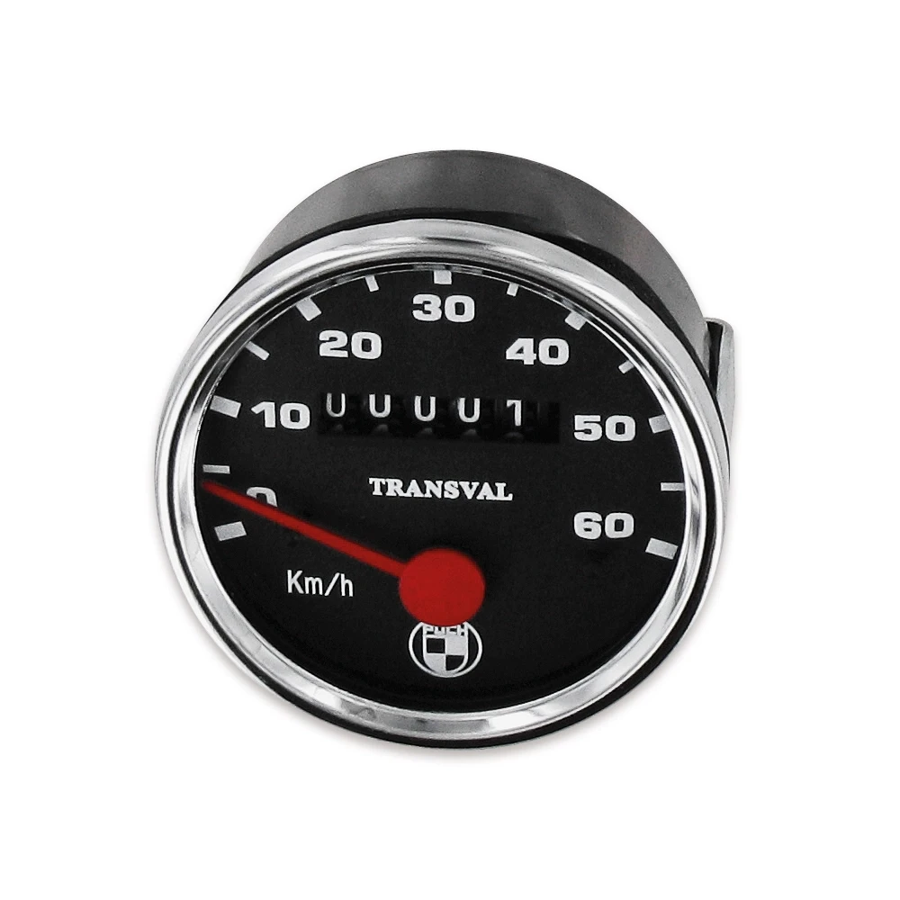 Tacho-Kopf MMB (Typ VDO) Ø 60mm bis 60 km/h (Zifferblatt: schwarz / Ring: chrom
