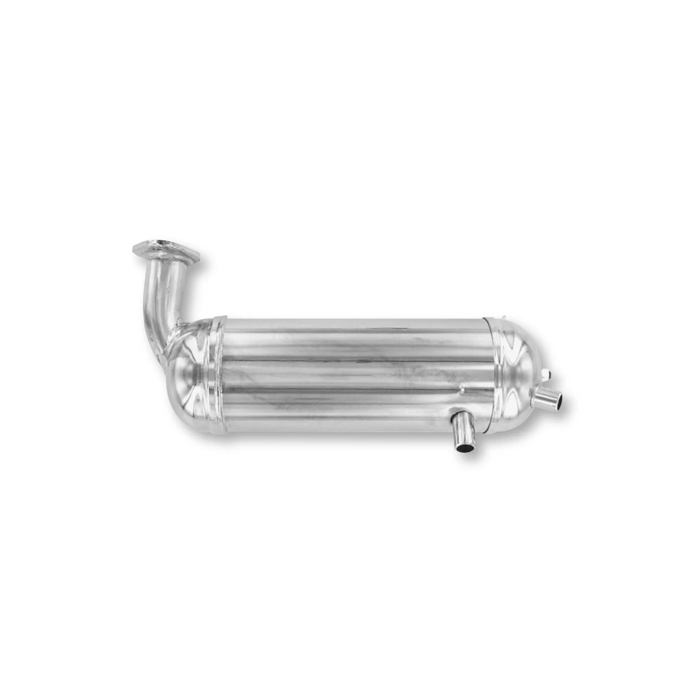 Auspuff Peugeot 103 kurze Version mit Flansch chrom Doppelauslass