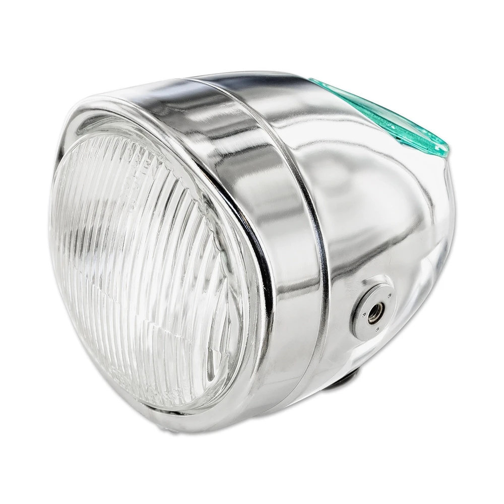 Eier-Lampe rund Ø103mm chrom-chrom seitliche Befestigung universal