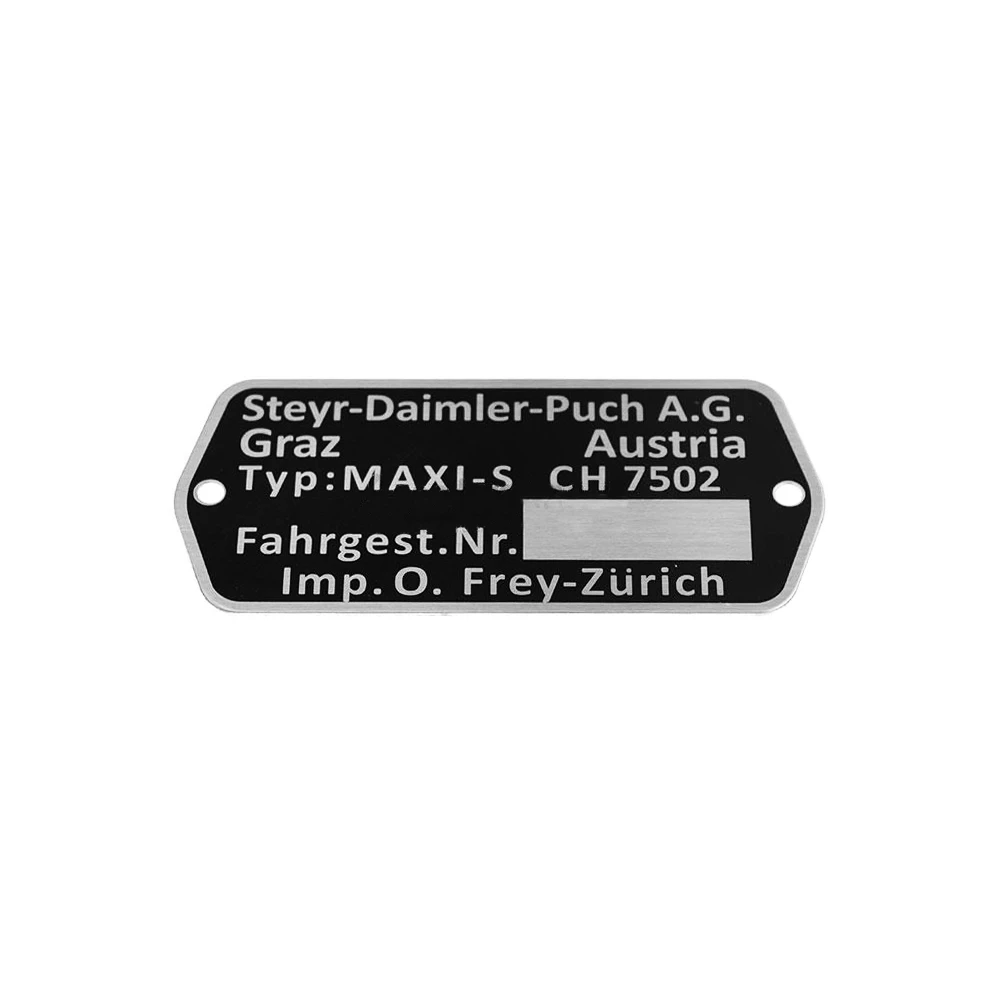 Typenschild / Typenplakette Puch Maxi S CH7502 (leer)