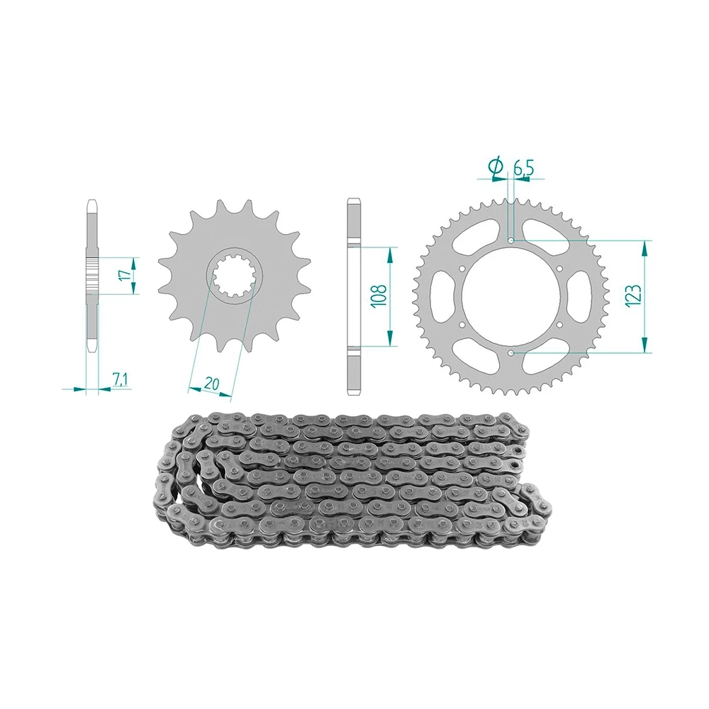 Kettenkit 12 x 52 / 420 ohne O-Ring (K2139) Stahl