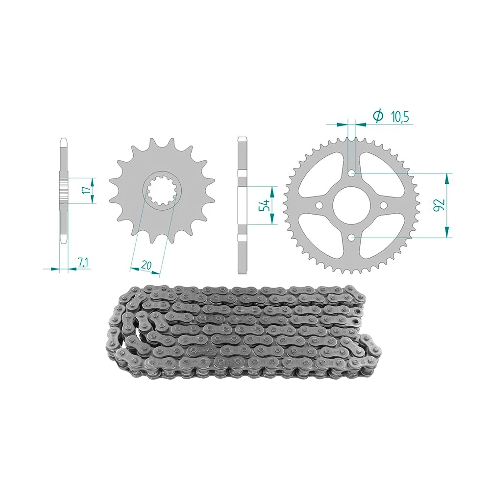 Kettenkit 12 x 47 / 420 ohne O-Ring (K3438) Stahl