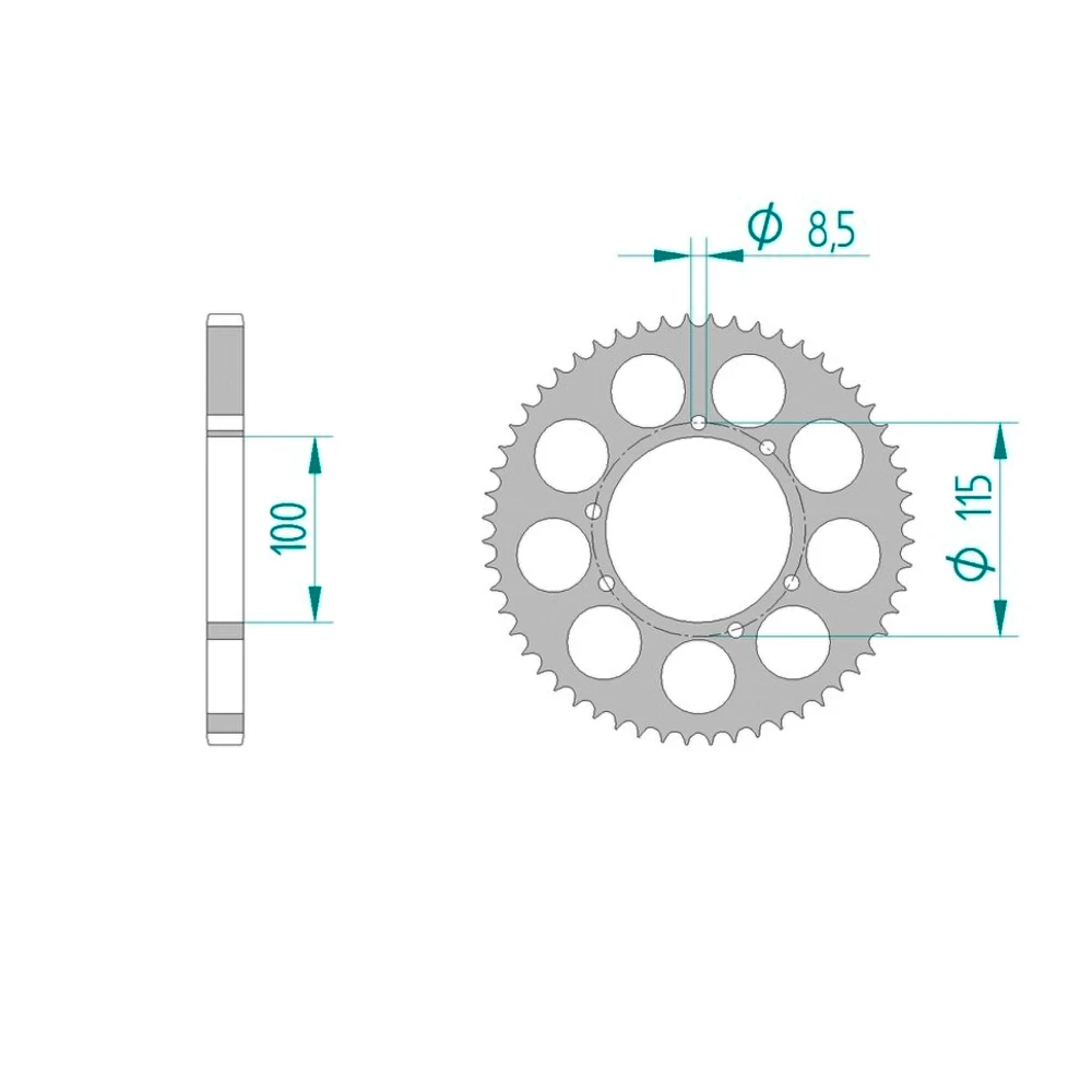 Zahnkranz PBR Alu 428/53Z silber