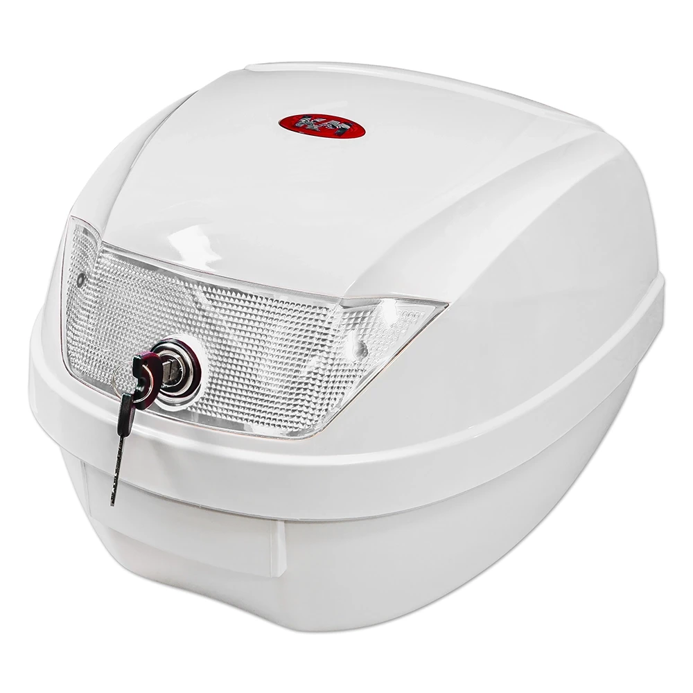 Top Case KXM WR 28 Liter weiss lackiert/rot, inkl. Halterung