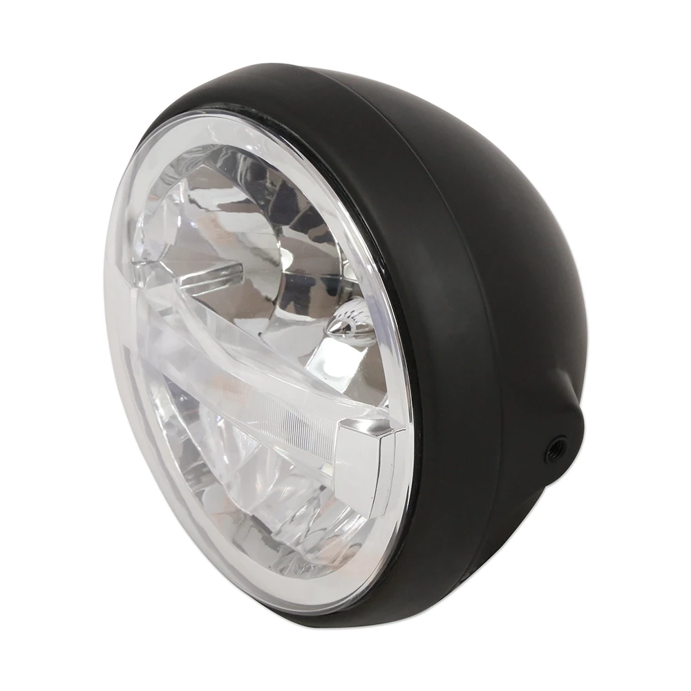 Scheinwerfer LED HIGHSIDER BRITISH STYLE T4 190mm, schwarz E-Hom