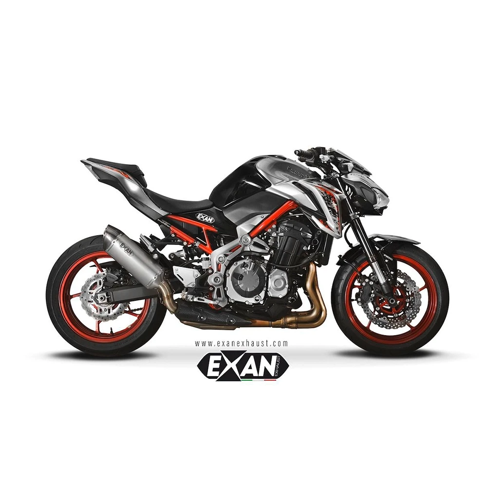 Auspuff EXAN X-Black Oval in titan zu Kawasaki (CH-Hom)