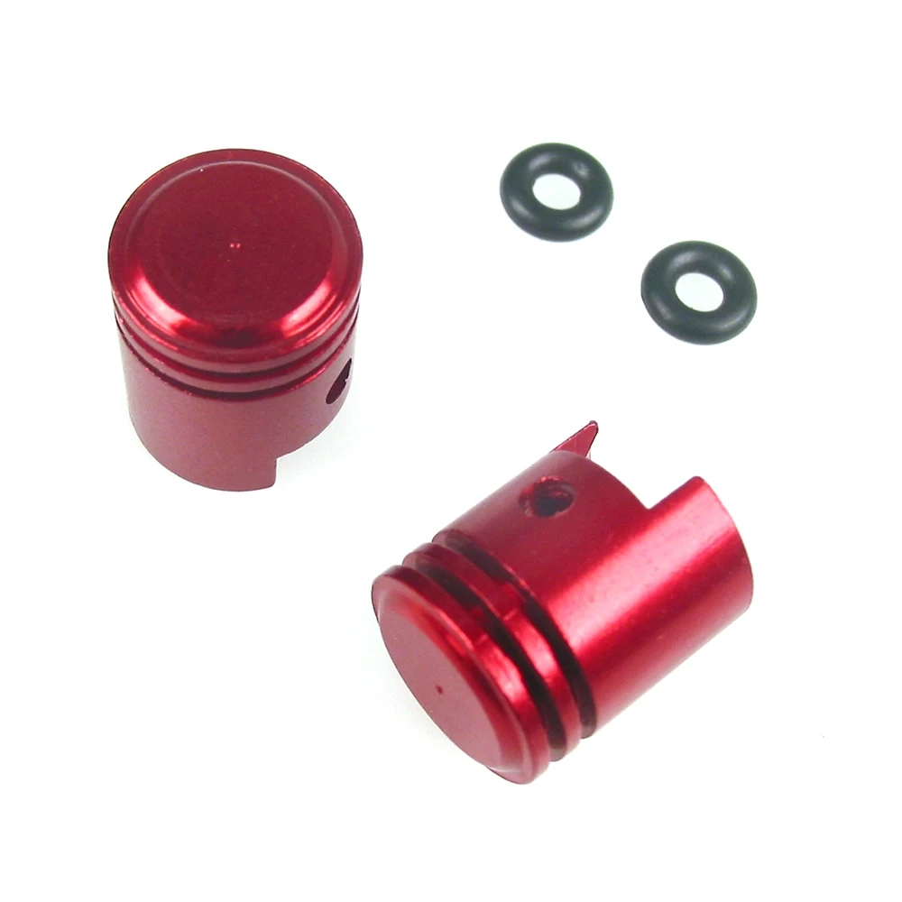 Ventildeckel DMP (Paar) Kolben-Style in Rot/Chrom
