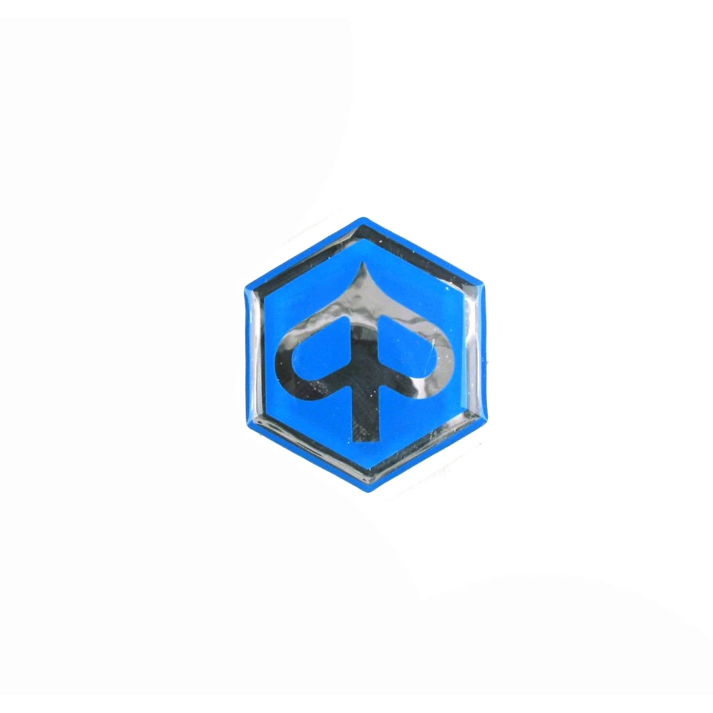 Plakette PIAGGIO aus Silikon mit Piaggio Logo und silber Umrandung (33 x 3