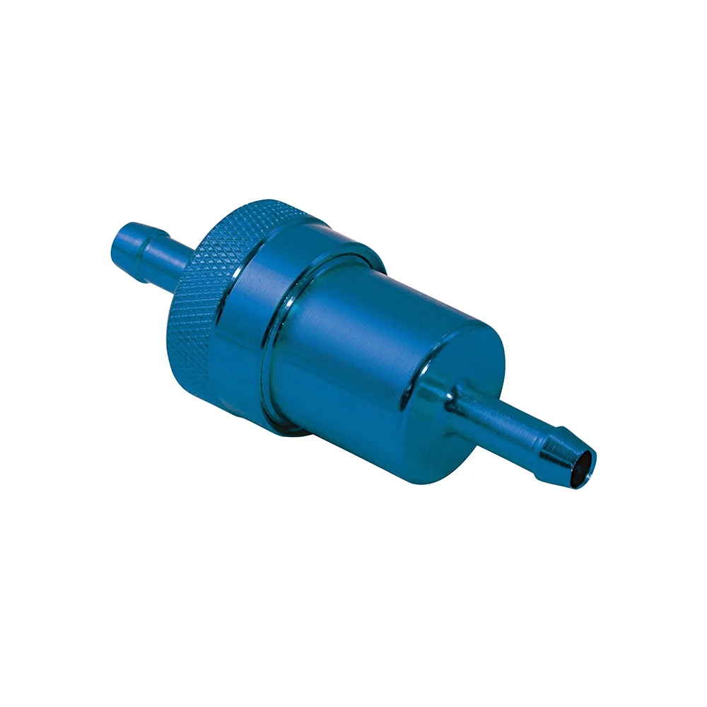 Benzinfilter BIKE IT aus ALU in BLAU (Ø 3cm x 7.6cm) aufschraubbar / auswa