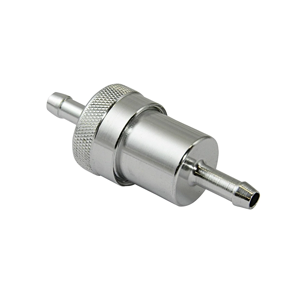 Benzinfilter BIKE IT aus ALU in CHROM (Ø 3cm x 7.6cm) aufschraubbar / ausw