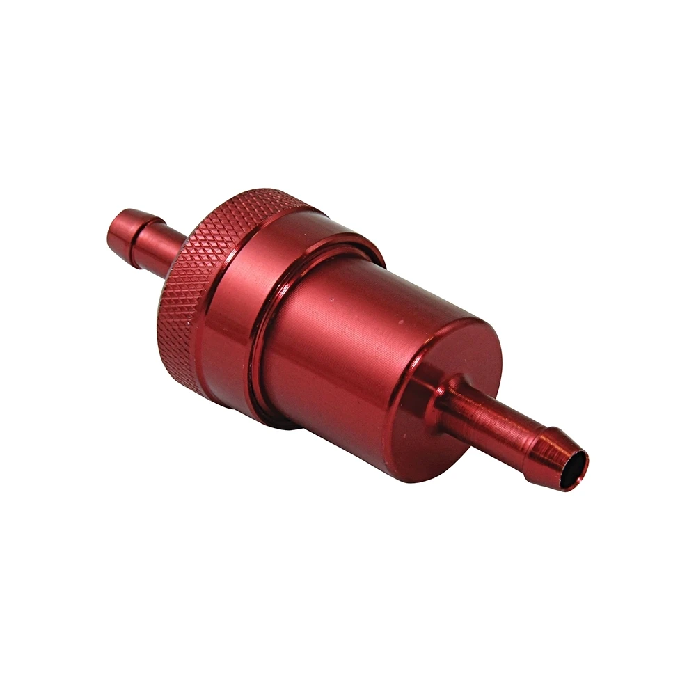 Benzinfilter BIKE IT aus ALU in ROT (Ø 3cm x 7.6cm) aufschraubbar / auswas