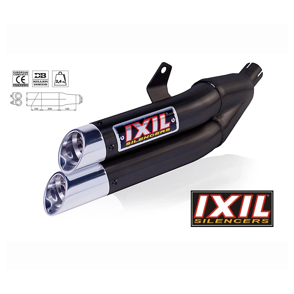 Auspuff IXIL DUAL HYPERLOW (L3XB) in SCHWARZ mit END- CAP in ALU zu Honda