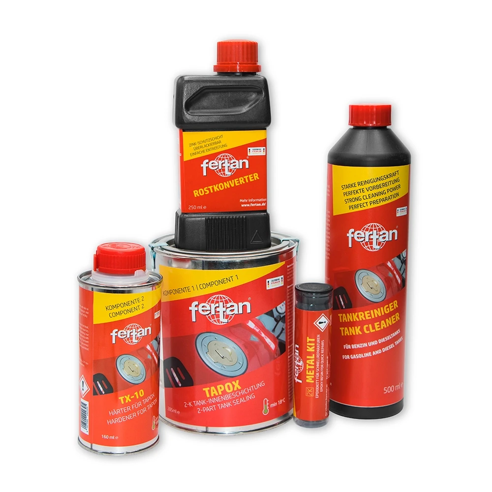 Tank-Sanierungsset FERTAN Reiniger/Entroster/ Rostumwandler/Versiegelung 16-40 L