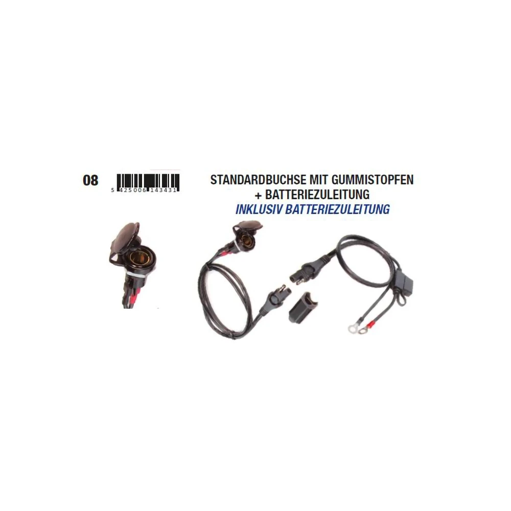 Einbaubuchse tecMATE DIN-Standard, 12V, witterungsbeständig, Gummideckel (
