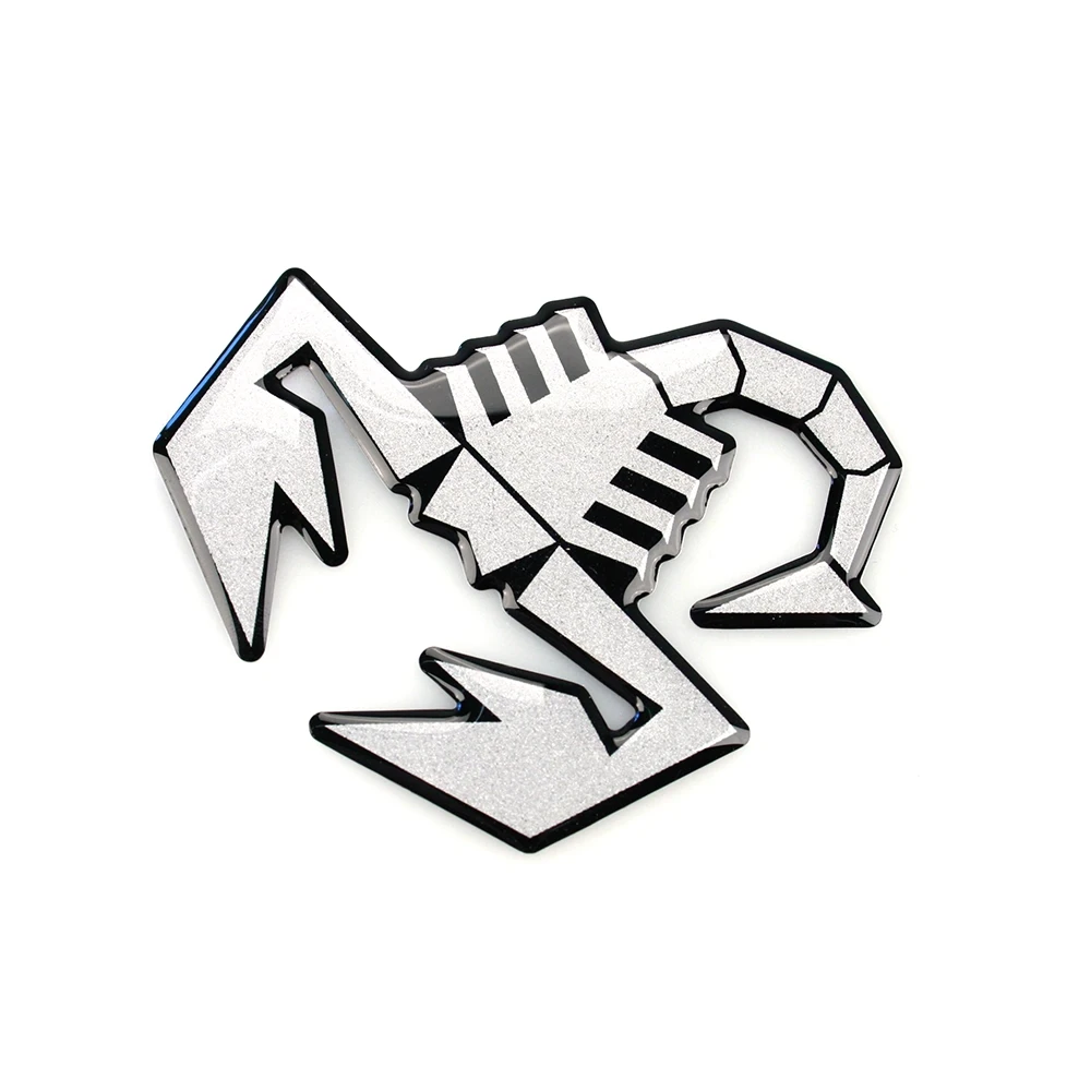 Sticker ABARTH 3D SCORPIONE ARGENTO SATINATO (Höhe: 65mm)