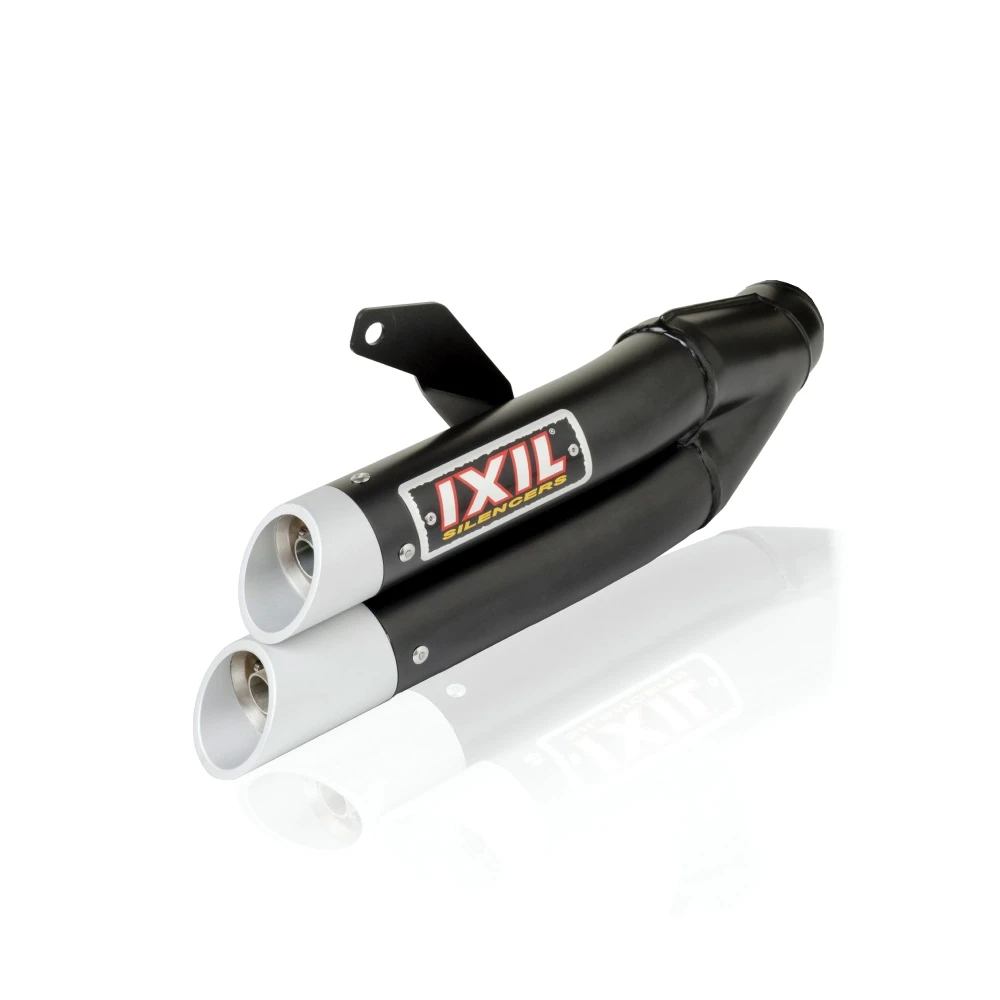 Auspuff IXIL DUAL HYPERLOW (L3XB) in SCHWARZ mit END- CAP in ALU zu Kawasa