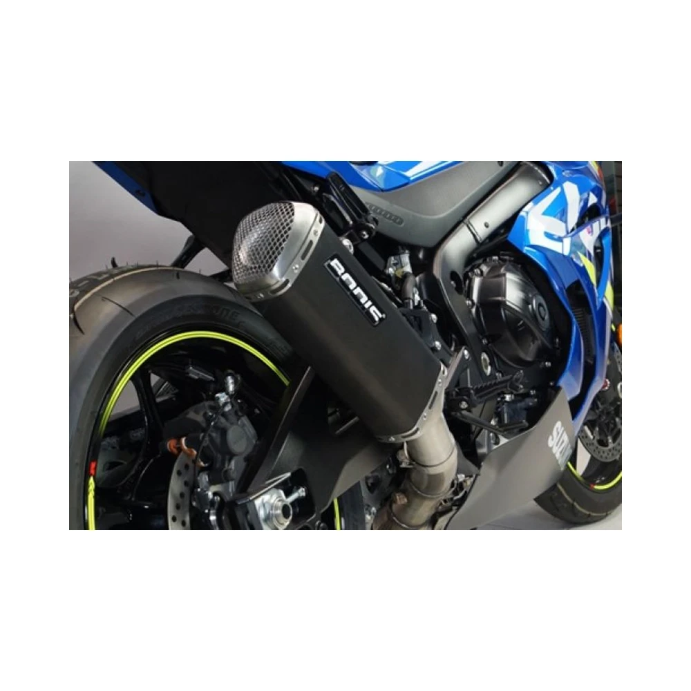 Auspuff BODIS V4-M-GE in INOX/SCHWARZ (SS/BL) zu Suzuki (CH- Homologiert)