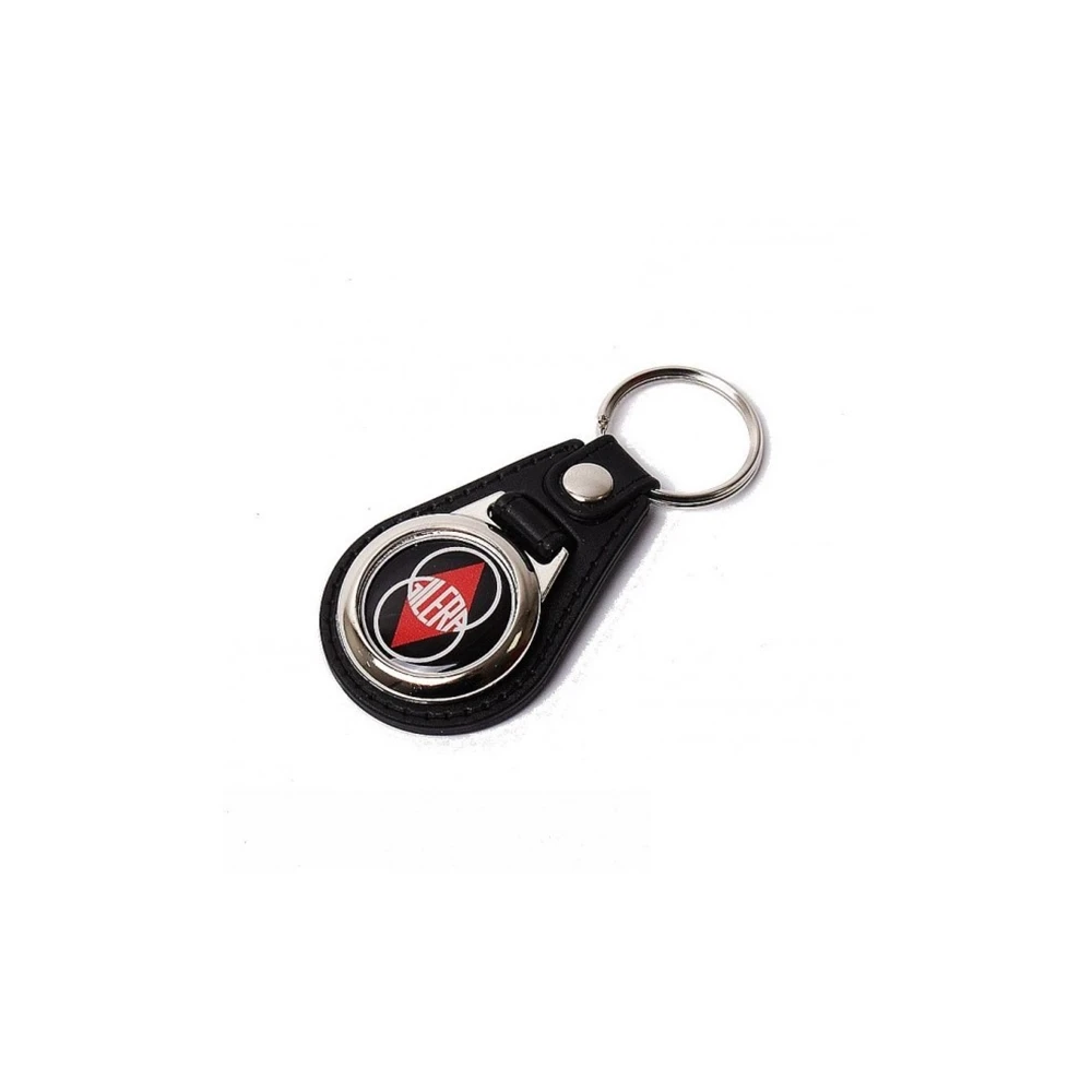 Schlüsselanhänger NN PRODUCTS GILERA aus Leder in schwarz mit Emblem