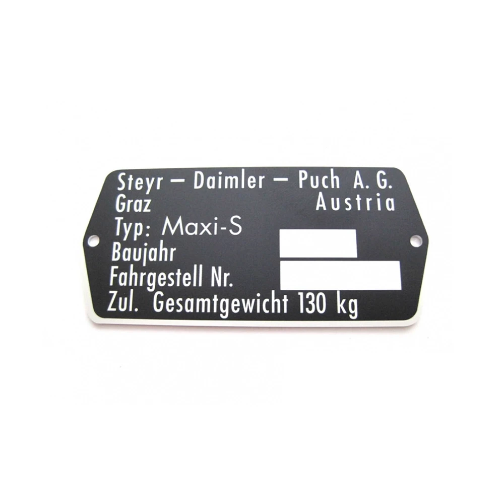 Typenschild STEYR-DAIMLER-PUCH - Typ: Maxi S