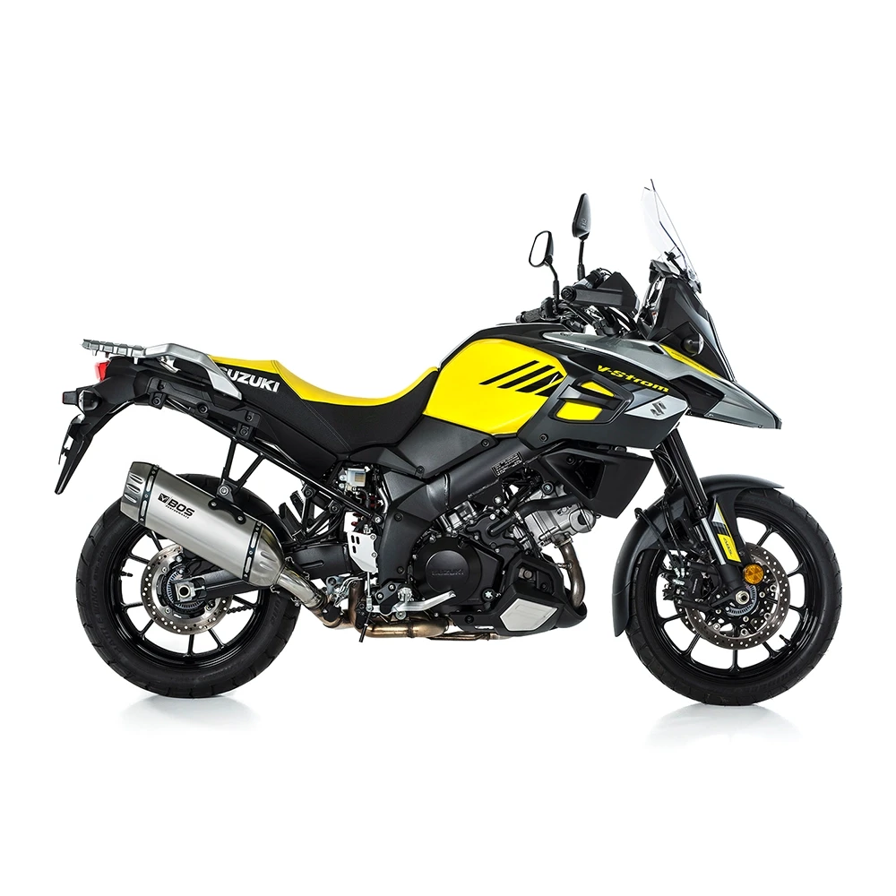 Auspuff BOS DESERT FOX in Edelstahl- matt zu Suzuki (CH-Homologiert) EURO4
