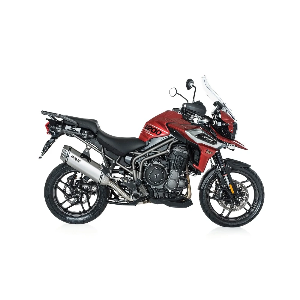 Auspuff BOS DESERT FOX in Edelstahl- matt zu Triumph (CH-Homologiert) EURO