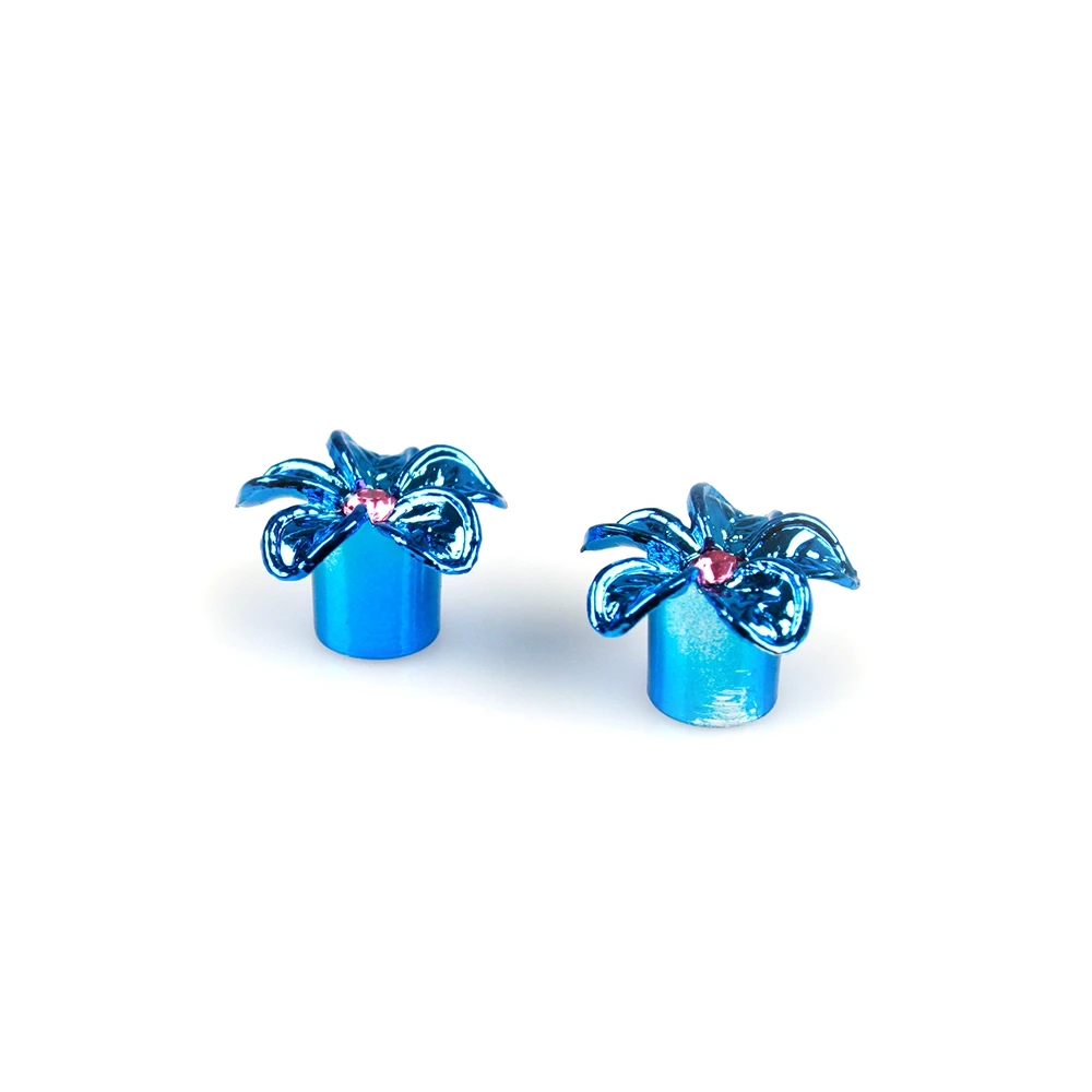 Ventildeckel MOPED KINGS (Paar) FLOWER in blau
