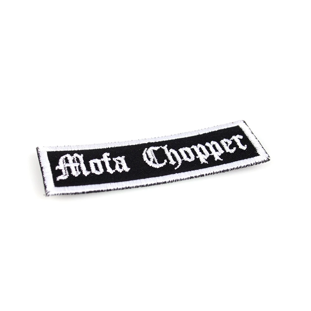 Aufnäher MOPED KINGS Mofa Chopper in schwarz/weiss (B 80 x H 25mm)