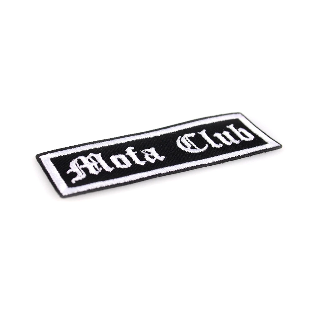 Aufnäher MOPED KINGS Mofa Club in schwarz/weiss (B 80 x H 25mm)