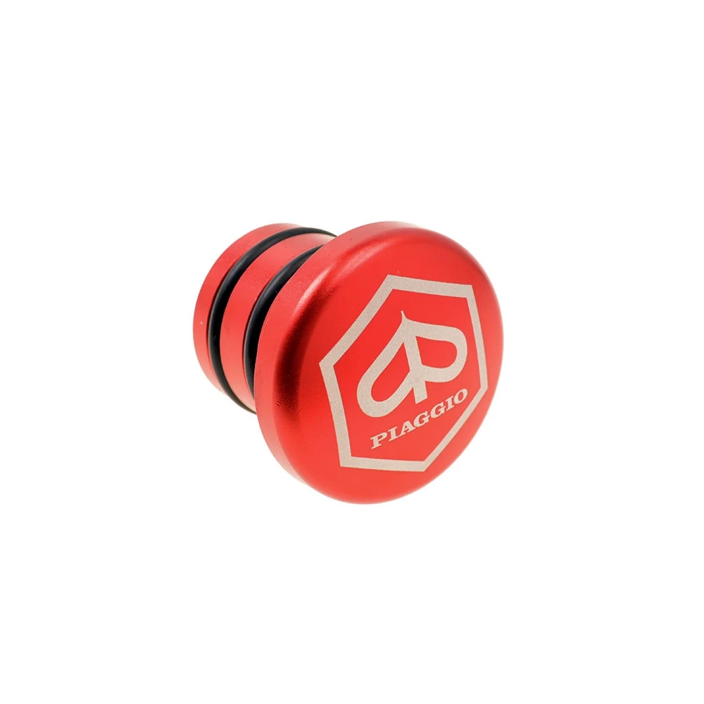 Tankdeckel AKOA FLAT, aus Aluminium, gefräst, in rot zu Piaggio Ciao mit Logo