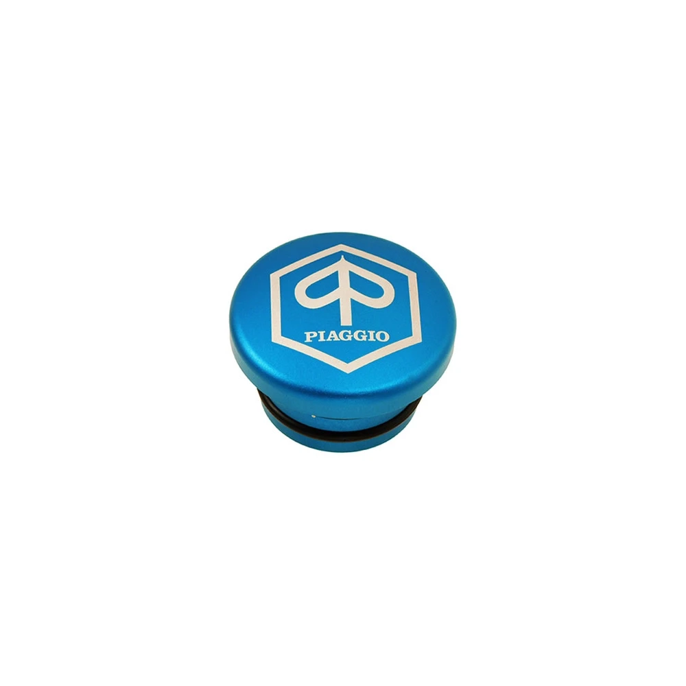 Tankdeckel AKOA FLAT, aus Aluminium, gefräst, in blau zu Piaggio SI mit Logo