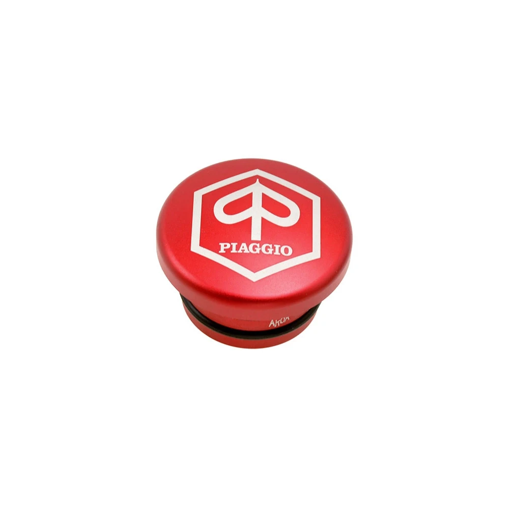 Tankdeckel AKOA FLAT, aus Aluminium, gefräst, in rot zu Piaggio SI mit Logo