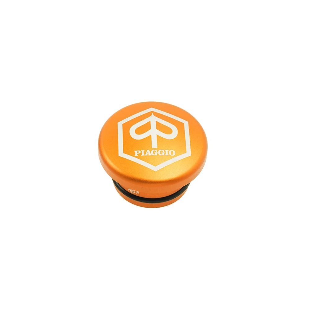 Tankdeckel AKOA FLAT, aus Aluminium, gefräst, in orange/gold zu Piaggio SI mit L