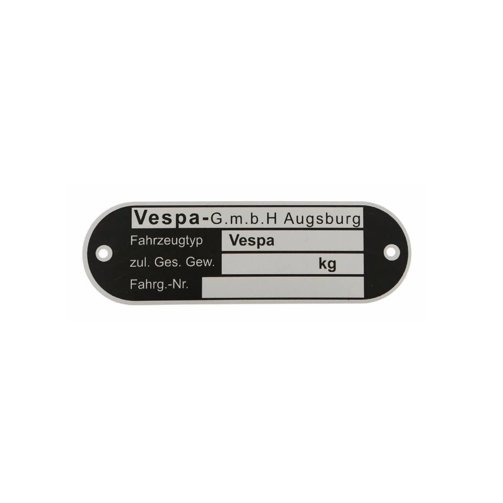 Typenschild PIAGGIO & CO. Augsburg Modelle 1962 - 1967 (84x21x0.6mm)