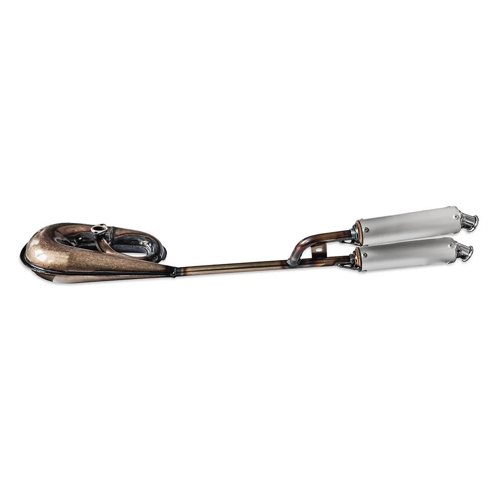 Auspuff FAST-ARROW Cirquit Twin in roh, unlackiert zu Puch Maxi N/S