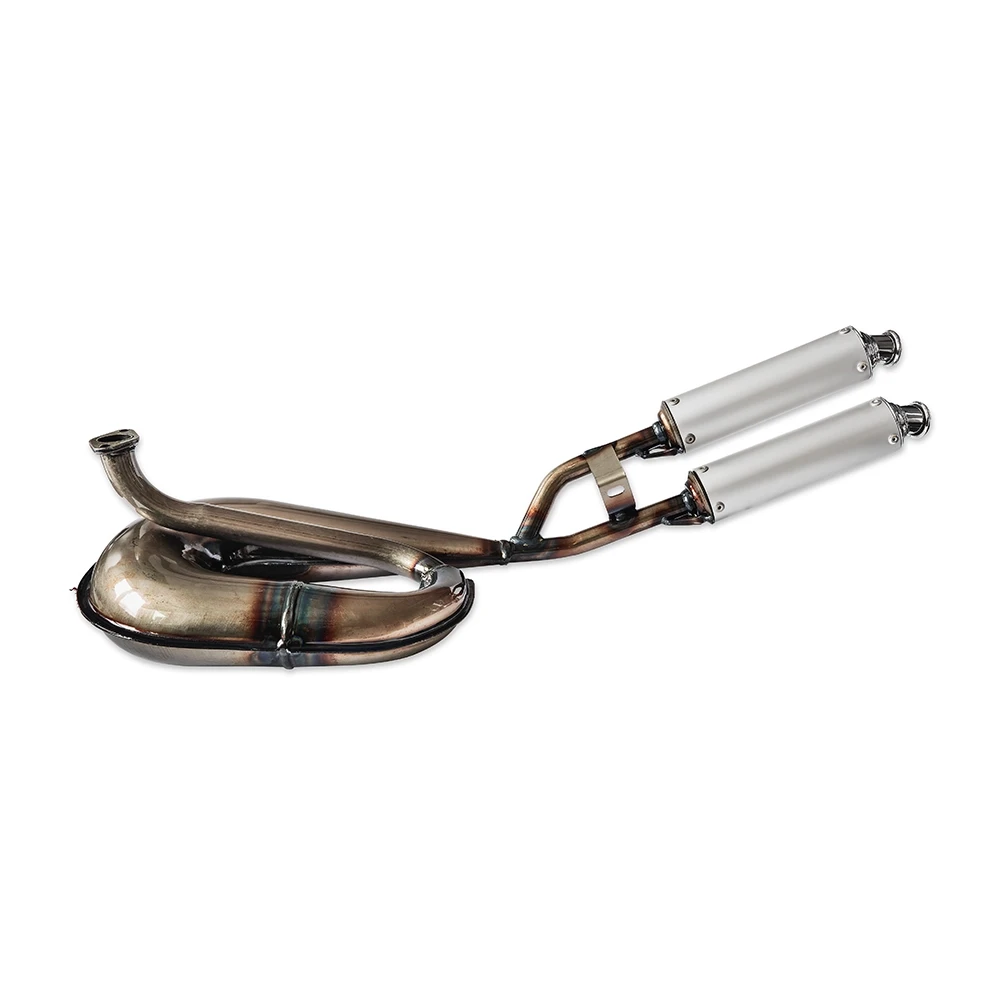 Auspuff FAST-ARROW Cirquit Twin in roh, unlackiert zu Tomos