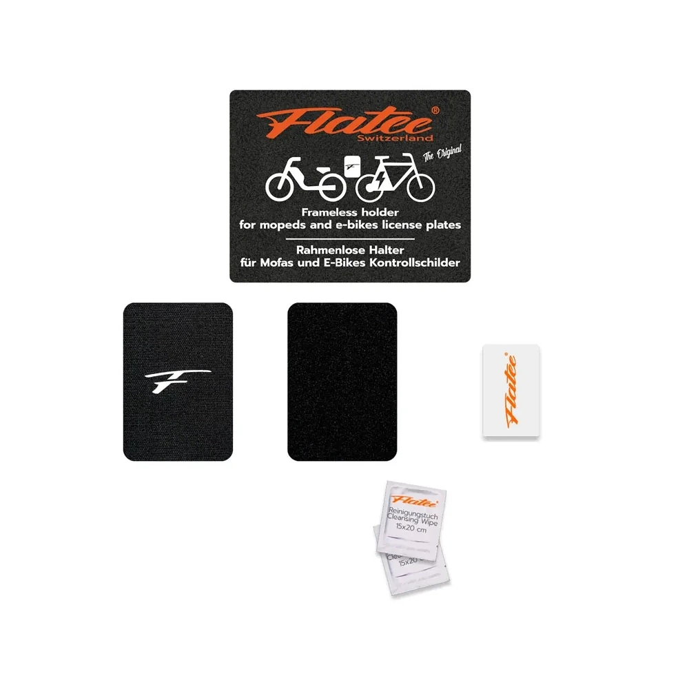 Kennzeichenhalter Flatee ORIGINAL Rahmenlos Mofa/E-Bike 9x13cm