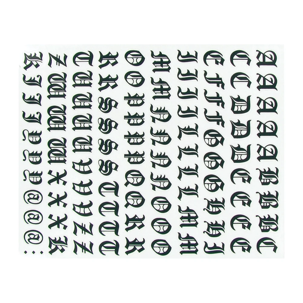 Aufkleber Buchstabenset Gothic schwarz NML