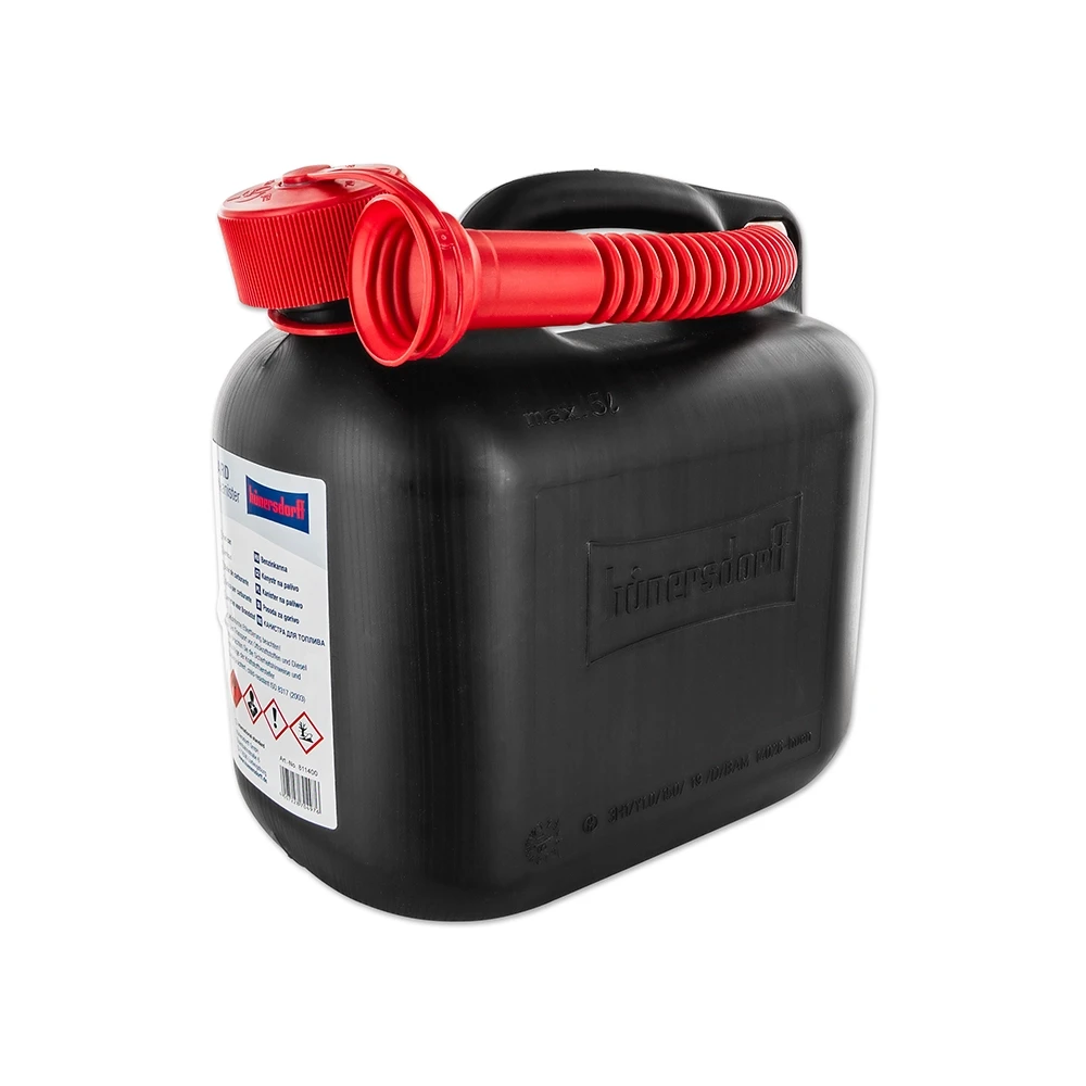 Benzinkanister inkl. flexiblem Auslaufrohr (5 Liter) schwarz/rot