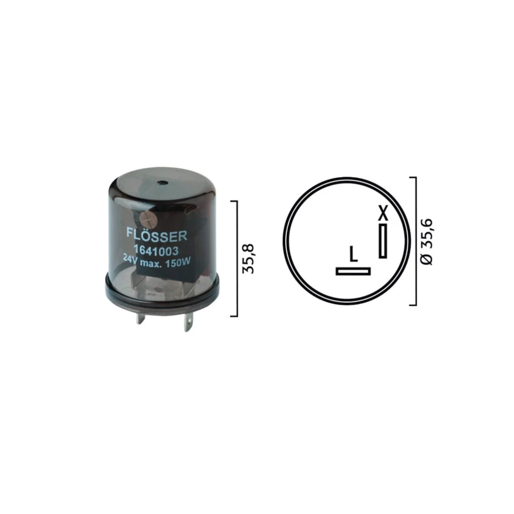 Blinkerrelais FLÖSSER 12V / max. 300W / 2 Pins 90°