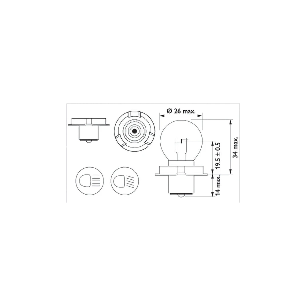 Glühlampe P26s 12V/15W Philips (1 Stück)