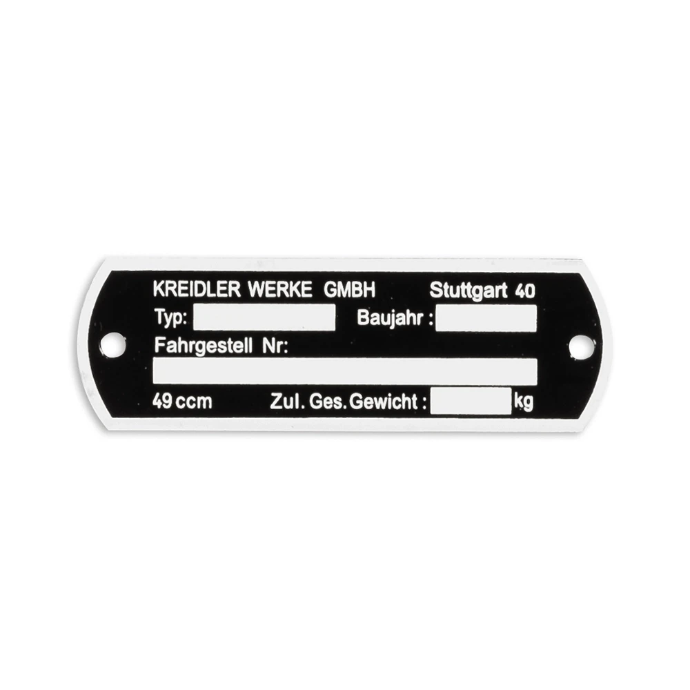 Typenplakette Kreidler Werke 80x26mm